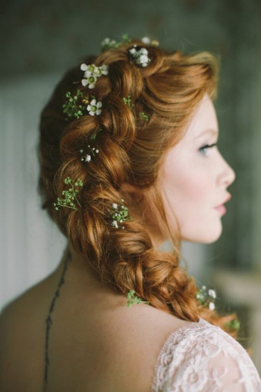 30 stunning ways to wear wedding hair flowers delicately decorated braids min 682x1024 1 533x800 1