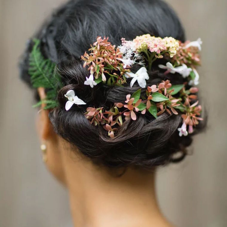 30 stunning ways to wear wedding hair flowers updo flower weave min