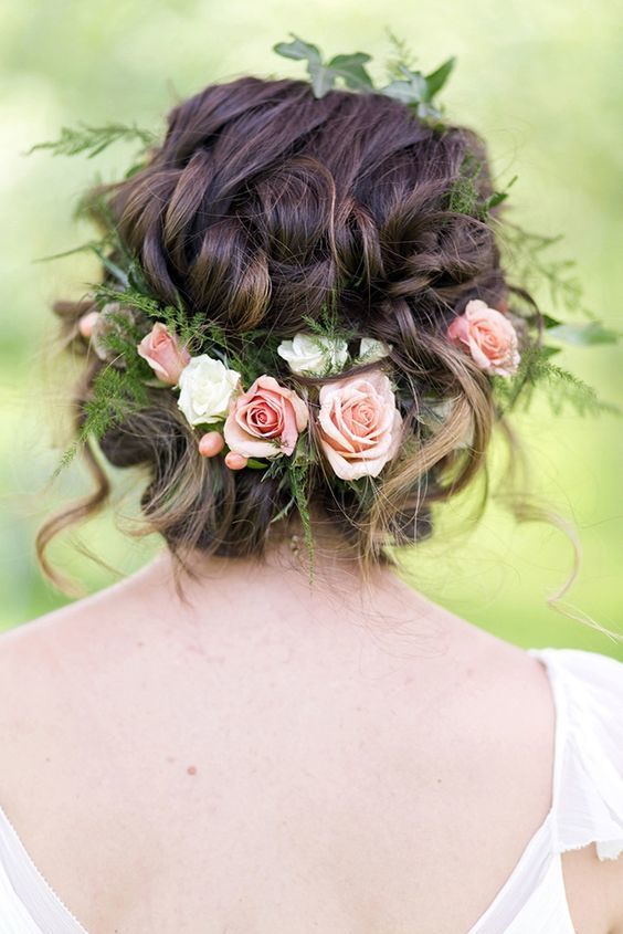 30 stunning ways to wear wedding hair flowers whimsical updo with roses