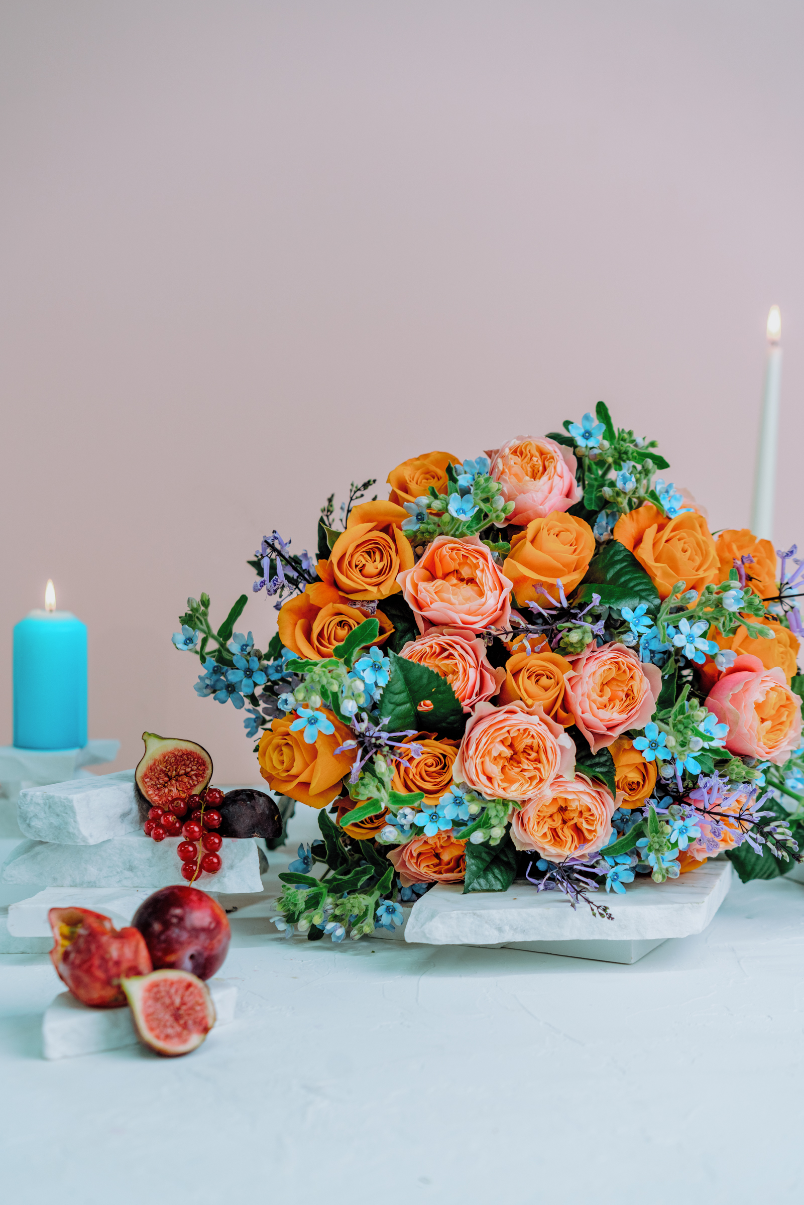 Blue and orange bouquet-1