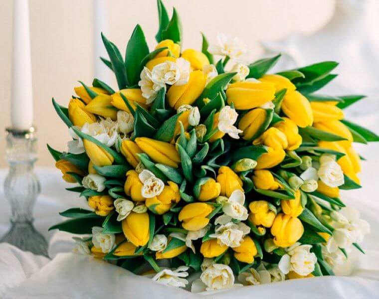 Tulips in an easter bouquet