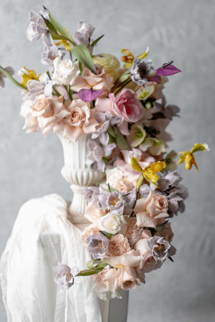 Eco friendly flowers asymmetrical floral arrangement