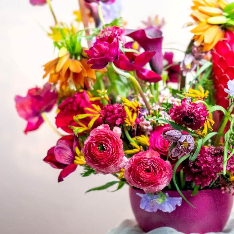 Blooming haus flowers for a garden party