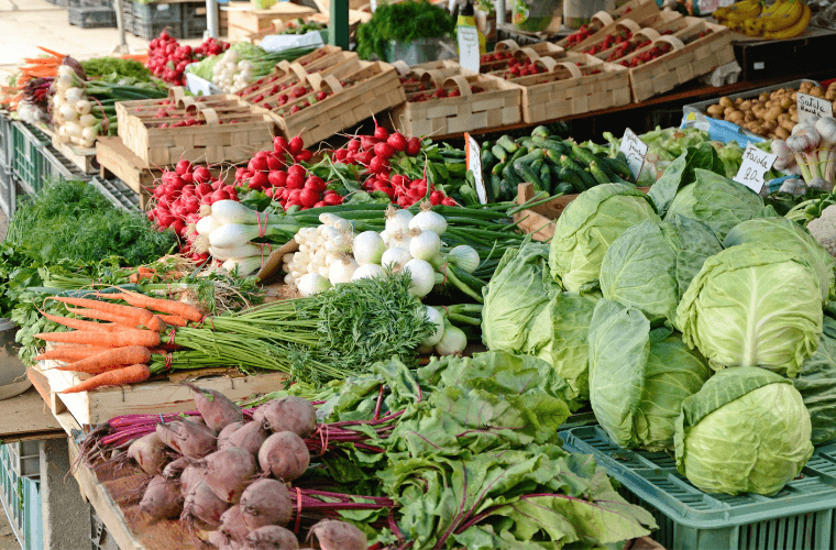 Local farmers market produce