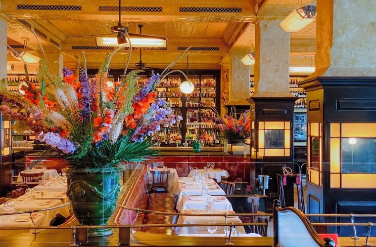 Extra large summer floral arrangements at balthazar restaurant in london