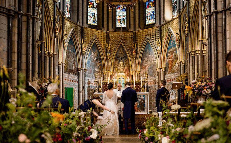 Micro wedding church floral meadows in london