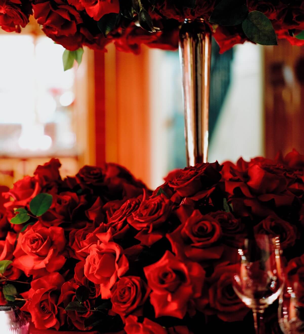 Red roses in a blooming haus display at mark's club