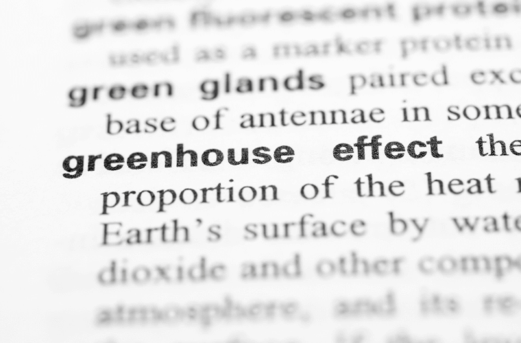 Part of the definition of the greenhouse effect from the dictionary