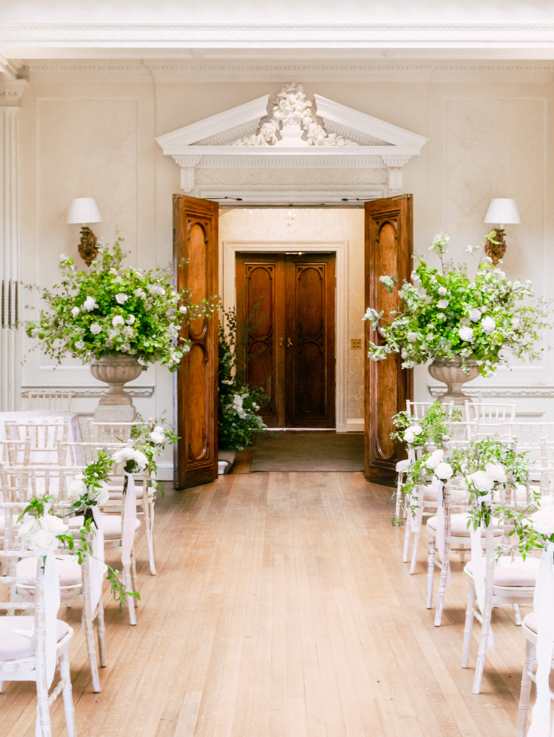 Two large arrangements at hedsor house