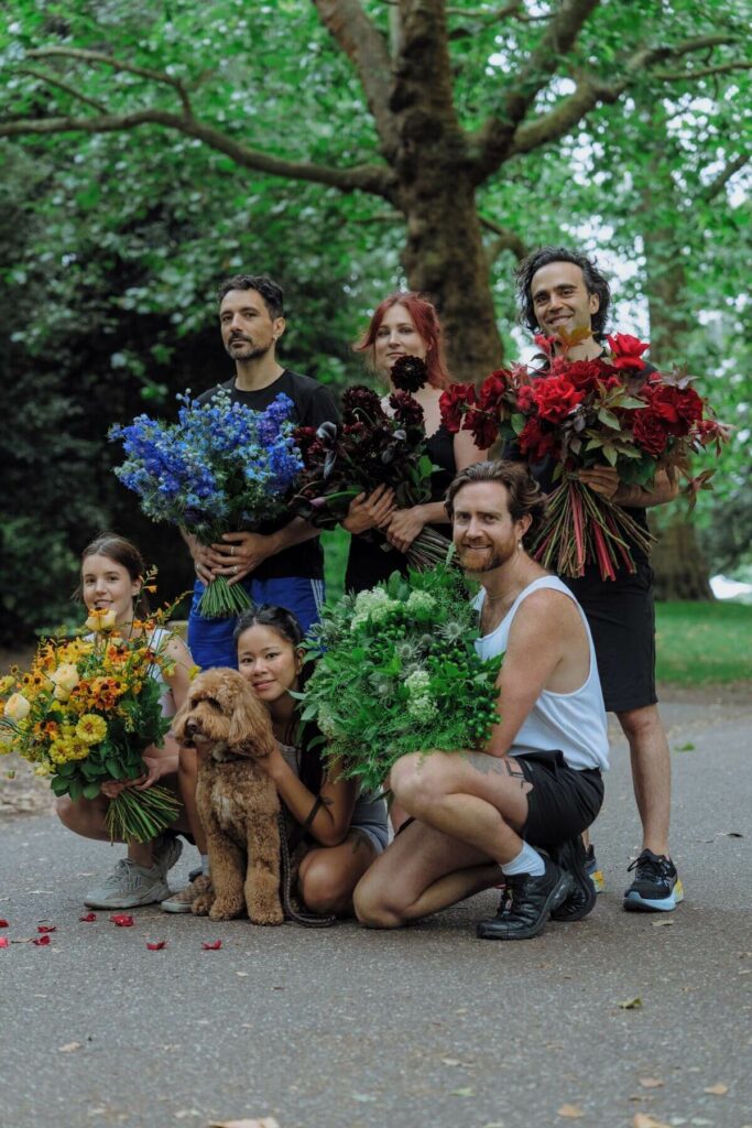 Victory bouquets in  the olympics colours