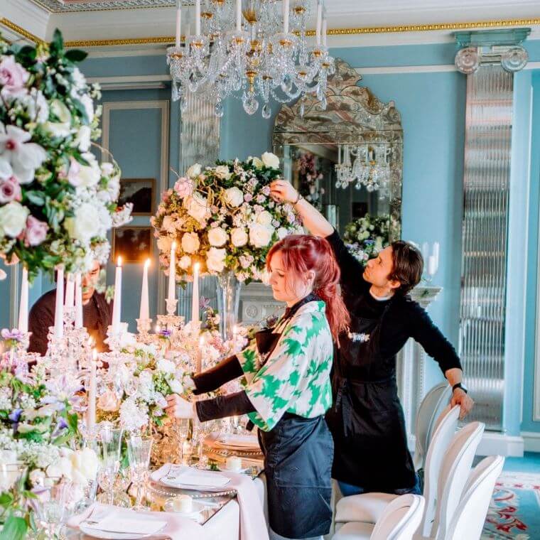 The blooming haus team on site creating their designs