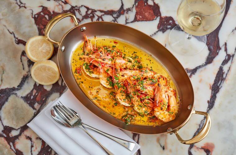 Tiger prawns with chilli, garlic and parsley on the menu at daphne's