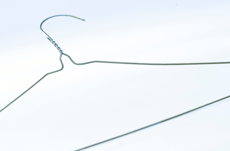 A wire coat hanger